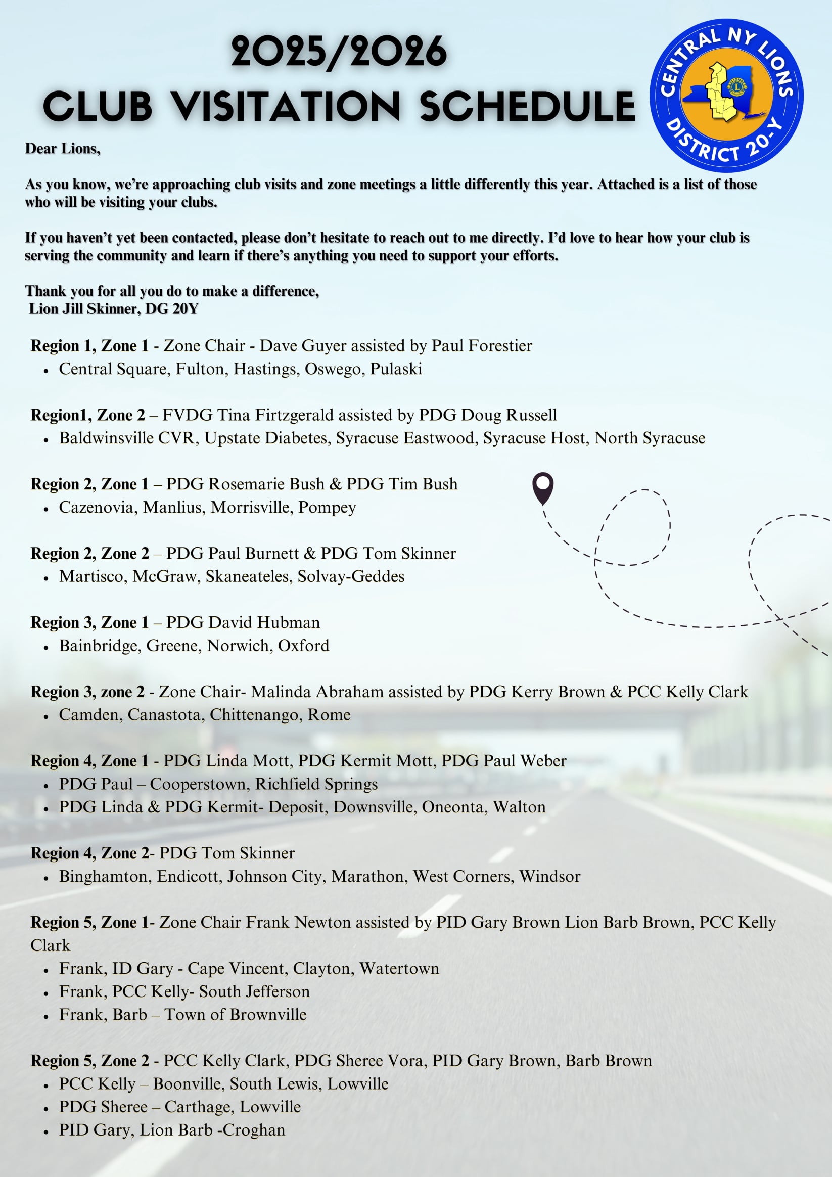 DG Jill visitation schedule